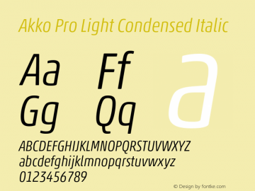 Akko Pro Light Condensed Italic Version 1.00图片样张