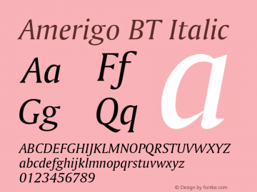 Amerigo BT Italic Version 1.01 emb4-OT图片样张