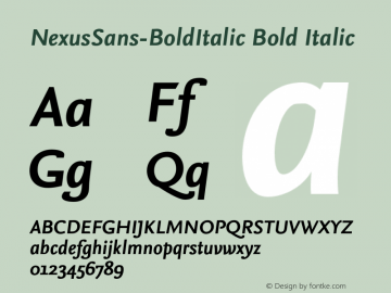 NexusSans-BoldItalic Bold Italic 4.460图片样张