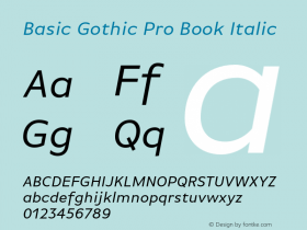 BasicGothicPro-BookItalic Version 7.504; 2010; Build 1002图片样张