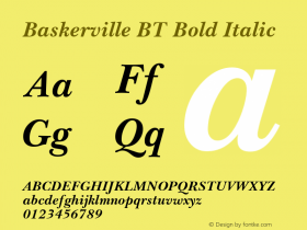 Baskerville BT Bold Italic Version 1.01 emb4-OT图片样张