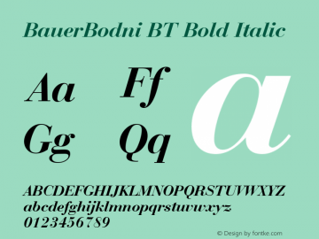 BauerBodni BT Bold Italic Version 1.01 emb4-OT图片样张