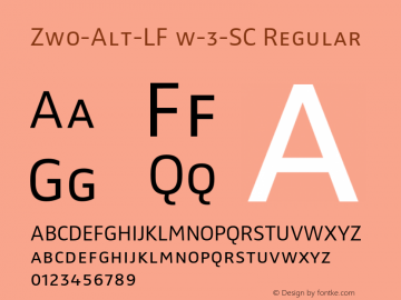 Zwo-Alt-LF w-3-SC Regular 4.313 Font Sample