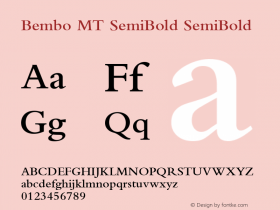 Bembo MT SemiBold Version 1.00 - May 2001图片样张