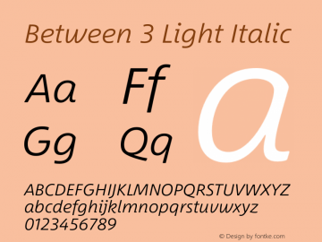 Between 3 Light Italic Version 1.00图片样张