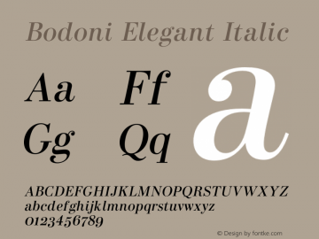 Bodoni Elegant Book Italic Version 1.00 2020图片样张