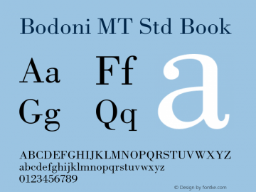 Bodoni MT Std Book Version 2.00 Build 1000图片样张