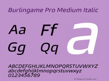 Burlingame Pro Medium Italic Version 1.000图片样张