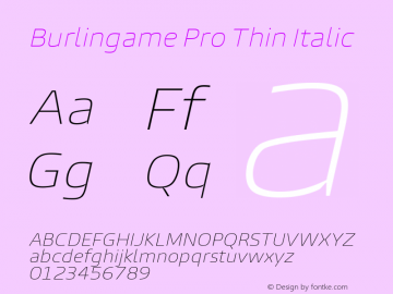 Burlingame Pro Thin Italic Version 1.000图片样张