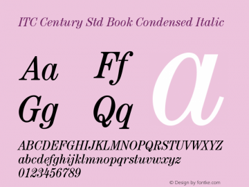 ITC Century Std Book Cond Italic Version 1.000 Build 1000图片样张