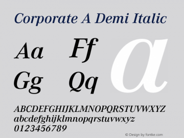 CorporateA-DemiItalic Version 1.000;PS 1.00;hotconv 1.0.57;makeotf.lib2.0.21895图片样张
