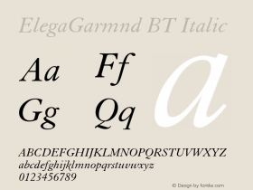 ElegaGarmnd BT Italic Version 1.01 emb4-OT图片样张