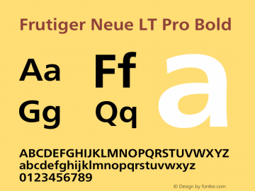 Frutiger Neue LT Pro Book Bold Version 1.00图片样张