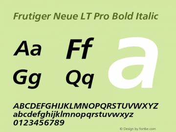 Frutiger Neue LT Pro Bd It Version 2.300图片样张