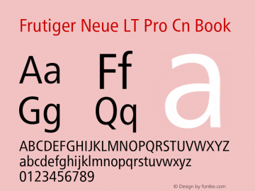 Frutiger Neue LT Pro Cn Bk Version 2.300图片样张