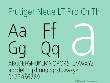 Frutiger Neue LT Pro Cn Th Version 2.300图片样张