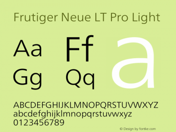 Frutiger Neue LT Pro Light Version 1.00图片样张