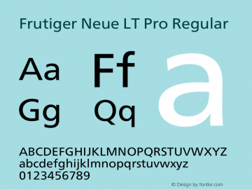 Frutiger Neue LT Pro Regular Version 1.00图片样张