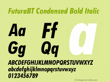 FuturaBT Cond Bold Italic Version 3.10, build 16, s3图片样张