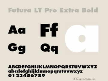 Futura LT Pro XBold Version 1.00 Build 1000图片样张