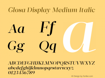 GlosaDisplay-MediumItalic Version 1.0图片样张