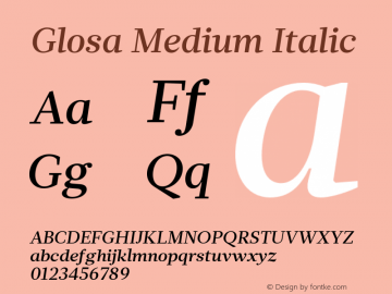 Glosa-Medium Italic Version 1.0图片样张