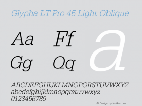 GlyphaLTPro-LightOblique Version 2.000 Build 1000图片样张