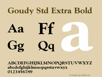 Goudy Std Extra Bold Version 1.00 Build 1000图片样张