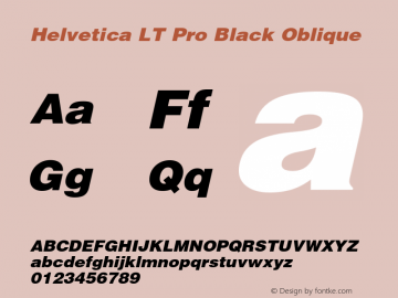 Helvetica LT Pro Black Italic Version 1.00 Build 1000图片样张