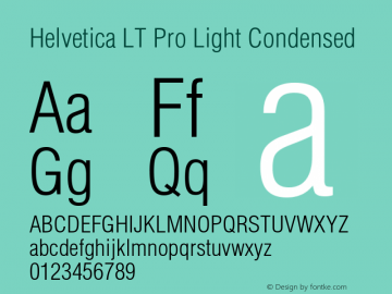Helvetica LT Pro Light Cond Version 1.00 Build 1000图片样张