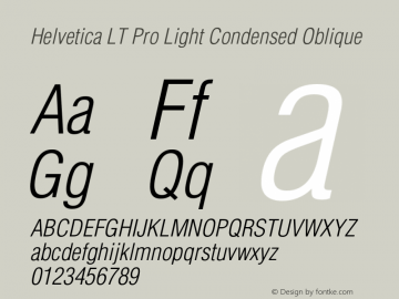 HelveticaLTPro-LightCondObl Version 2.000 Build 1000图片样张