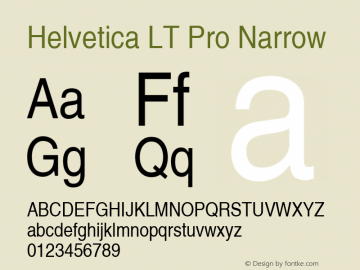 Helvetica LT Pro Narrow Version 2.000 Build 1000图片样张