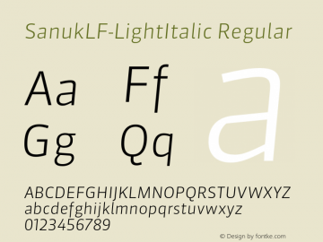 SanukLF-LightItalic Regular 7.046图片样张