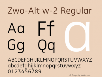 Zwo-Alt w-2 Regular 4.313 Font Sample