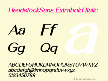 HeadstockSans Extrabold Italic Version 1.004;Fontself Maker 3.5.7图片样张