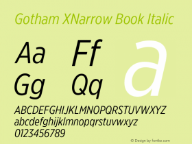 GothamXNarrow-BookItalic Version 3.301图片样张