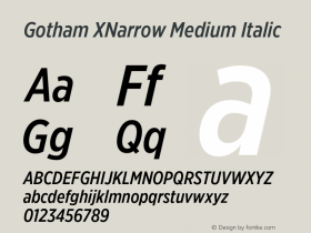 GothamXNarrow-MediumItalic Version 3.301图片样张