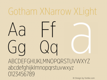 GothamXNarrow-XLight Version 3.301图片样张