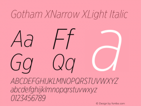 GothamXNarrow-XLightItalic Version 3.301图片样张