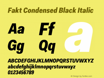 Fakt-CondensedBlackItalic Version 4.001; build 0006图片样张