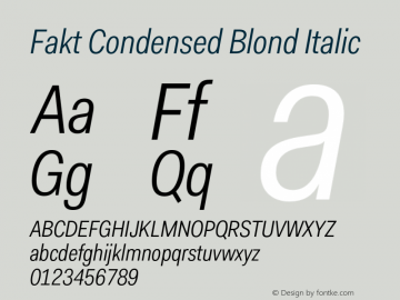 Fakt-CondensedBlondItalic Version 4.001; build 0006图片样张