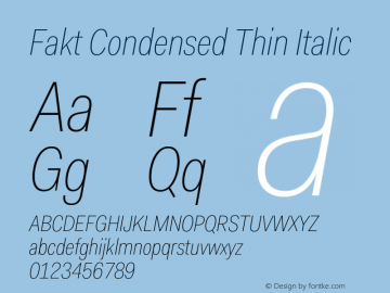 Fakt-CondensedThinItalic Version 4.001; build 0006图片样张