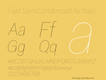 Fakt-SemiCondensedAirItalic Version 4.001; build 0006图片样张