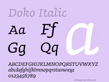 Doko Book Italic Version 1.000图片样张