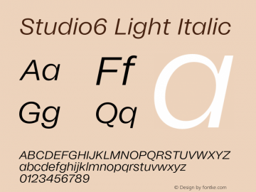 Studio6 Light Italic Version 1.002;hotconv 1.0.109;makeotfexe 2.5.65596图片样张