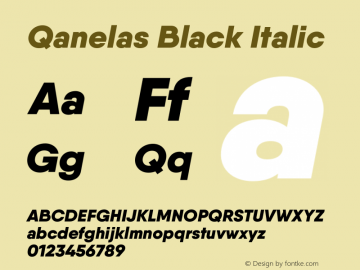 Qanelas-BlackItalic Version 1.000;PS 001.000;hotconv 1.0.88;makeotf.lib2.5.64775图片样张