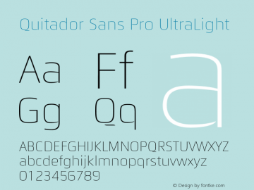 Quitador Sans Pro UltraLight Version 1.00图片样张