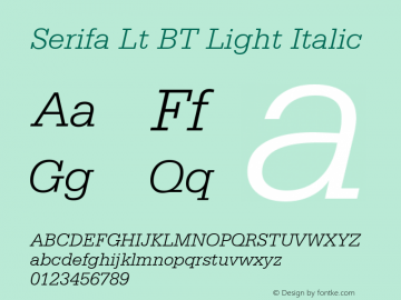 Serifa Lt BT Light Italic Version 1.01 emb4-OT图片样张