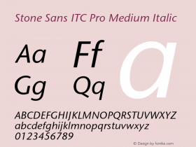 StoneSansITCPro-MediumItalic Version 1.00图片样张