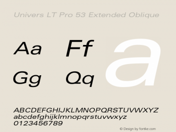 Univers LT Pro 53 Extended Italic Version 1.00 Build 1000图片样张